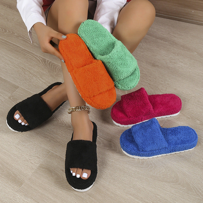 Fuzzy Slippers Women Winter House Shoes