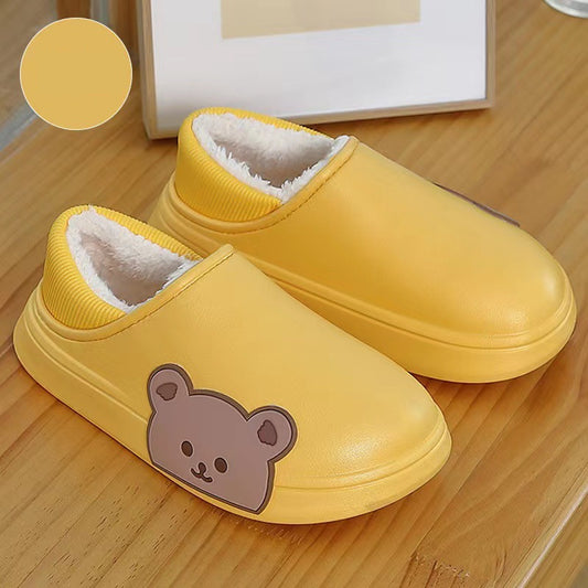 Bear Fluffy Slippers Winter House Shoes For Women